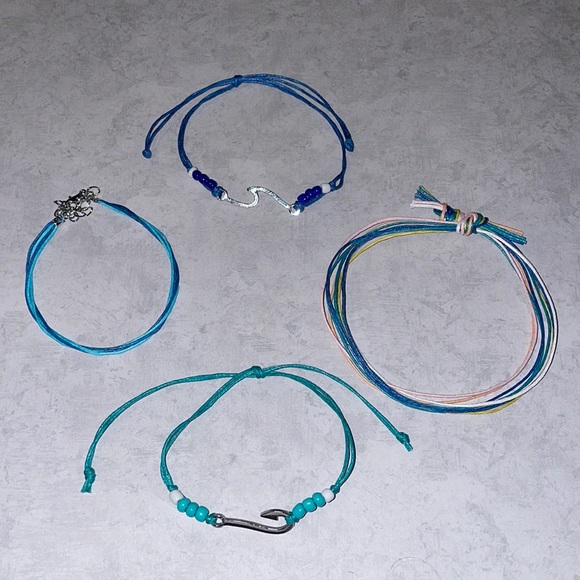 Jewelry - 4pc Ocean Sea Themed Bracelet Set Kids Blue Teal Water Waves Summer Jewelry